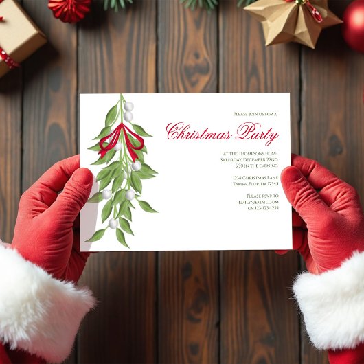 Mistletoe Greenery Christmas Party Custom  Kaart
