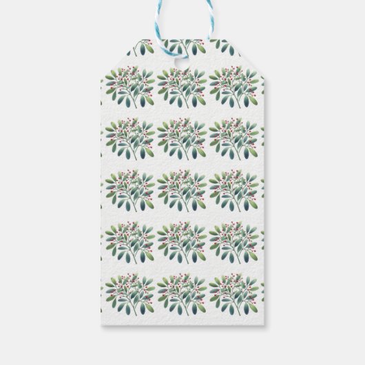 Mistletoe Greenery Eenvoudig Decor Cadeaulabel (Achterkant)