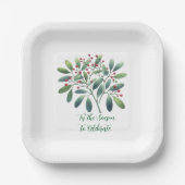 Mistletoe Greenery Simplistic Decor Papieren Bordje (Voorkant)