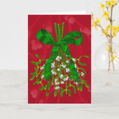 Mistletoe Greetings. Wenskaart Kaart (Gele Bloem)