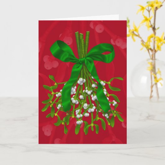 Mistletoe Greetings. Wenskaart Kaart (Gele Bloem)