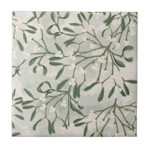 Mistletoe Groen Botanisch Tegel Kerst Keuken 