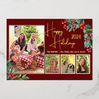 Mistletoe Groene Foto Vrolijke Vakantiekaart Folie Feestdagenkaart
