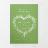 Mistletoe groene witte bruiloft optie RSVP Drieluik Uitnodiging (Cover)