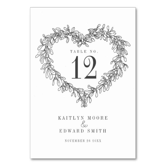 Mistletoe hart art grijs bruiloft evenement kaart (Achterkant)