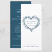 Mistletoe hart blauw wit bruiloft menu (Voorkant / Achterkant)