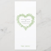 Mistletoe hart groen wit bruiloft menu (Voorkant)