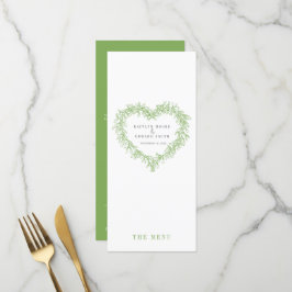 Mistletoe hart groen wit bruiloft menu
