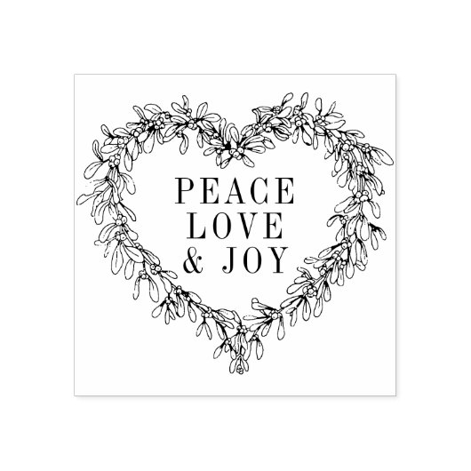 Mistletoe hart hand tekenen vrede liefde en vreugd rubberstempel (Afrduk)