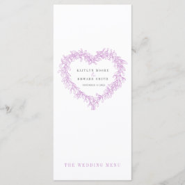 Mistletoe hart paarse witte bruiloft menu's