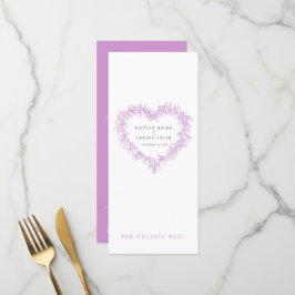 Mistletoe hart paarse witte bruiloft menu's