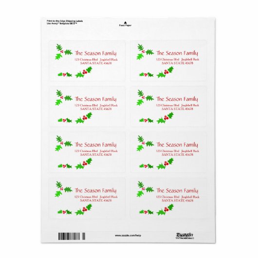 Mistletoe Holiday Adres Etiket (Full Sheet)