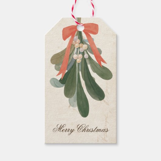 Mistletoe Holiday Gift Labels Cadeaulabel (Voorkant)