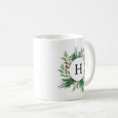 Mistletoe Holiday Monogram Koffiemok (Voorkant rechts)