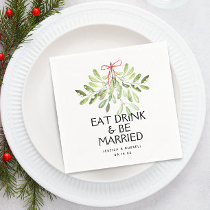 Mistletoe Holiday Weddenschap Paper Servet