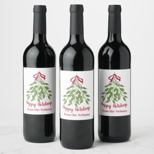 Mistletoe Holiday Wine Label Wijn Etiket (Flessen)