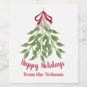 Mistletoe Holiday Wine Label Wijn Etiket (Enkel label)