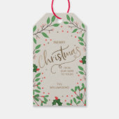 Mistletoe Holly Berries Labels met kerstcadeaus Cadeaulabel (Voorkant)