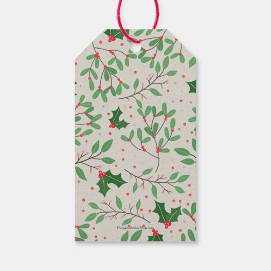 Mistletoe Holly Berries Labels met kerstcadeaus Cadeaulabel (Achterkant)