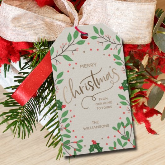 Mistletoe Holly Berries Labels met kerstcadeaus Cadeaulabel