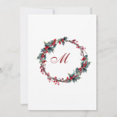 Mistletoe Holly Berry Wreath Holiday Luncheon Kaart (Achterkant)