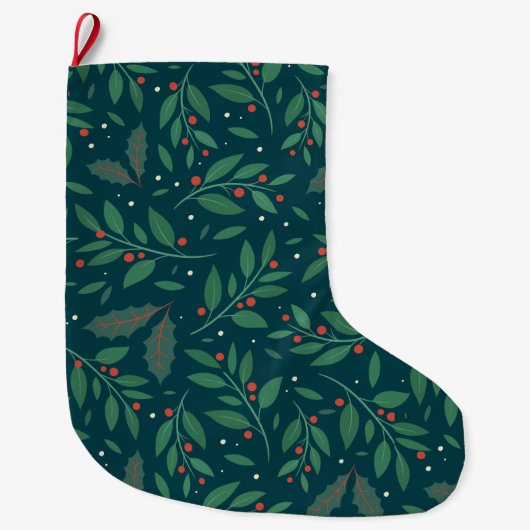 Mistletoe & Holly Christmas Stocking Grote Kerstsok (Voorkant)