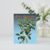 Mistletoe & Holly Greenery Botanische Kunst Feestdagenkaart (Staand voorkant)