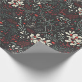  Mistletoe, Holly Leaves, Red Berries  Cadeaupapier (Hoek)