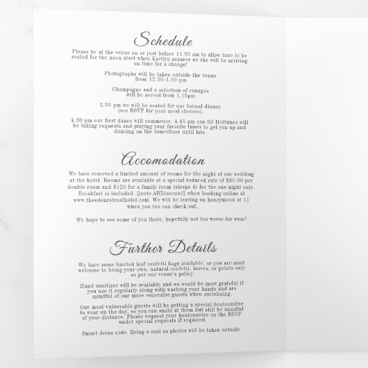 Mistletoe-houtskool, wittbruinbruinkool, optie RSV Drieluik Uitnodiging (Binnenzijde eerst)