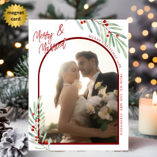 Mistletoe Jonggehuwden Foto Kerstmagneetkaart