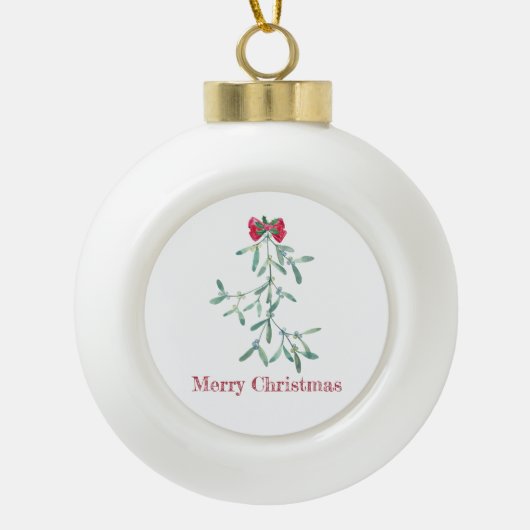 Mistletoe Keramische Bal Ornament (Voorkant)