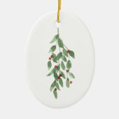 Mistletoe keramische kerstversiering Waterverf Keramisch Ornament (Voorkant)