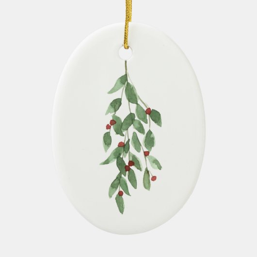 Mistletoe keramische kerstversiering Waterverf Keramisch Ornament (Voorkant)