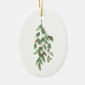 Mistletoe keramische kerstversiering Waterverf Keramisch Ornament (Achterkant)