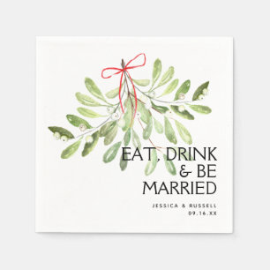 Mistletoe Kerst Huwelijk Papier Servet