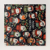Mistletoe Kerst schattige Penguin Carolers Legpuzzel (Horizontaal)