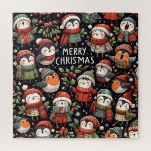 Mistletoe Kerst schattige Penguin Carolers Legpuzzel