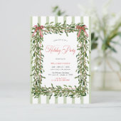 Mistletoe Kerstfeest Rood Strepen Kerstmis Kaart (Staand voorkant)