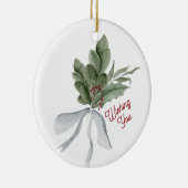 Mistletoe Kerstgroen Gepersonaliseerd Keramisch Ornament (Rechts)