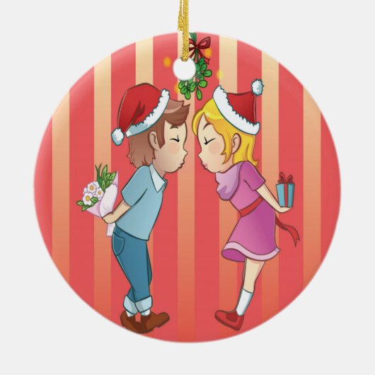 Mistletoe Kerstmis Keramisch Ornament (Achterkant)