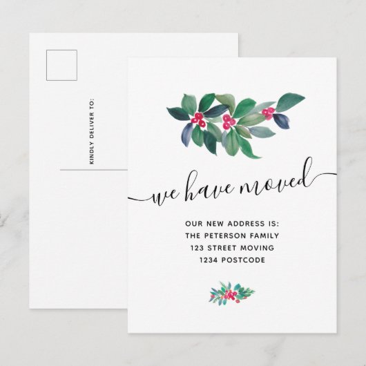 Mistletoe Kerstmis winter bewegende aankondiging (Voorkant / Achterkant)