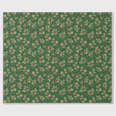 Mistletoe kerstpatroon op groen cadeaupapier (Vlak)