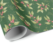 Mistletoe kerstpatroon op groen cadeaupapier (Rol Hoek)