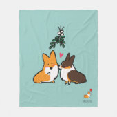 Mistletoe Kiss Corgi Blanket Fleece Deken (Voorkant)