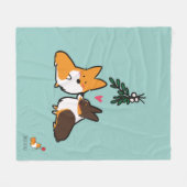 Mistletoe Kiss Corgi Blanket Fleece Deken (Voorkant (Horizontaal))