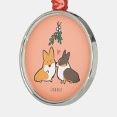 Mistletoe Kiss Corgi Ornament (Links)