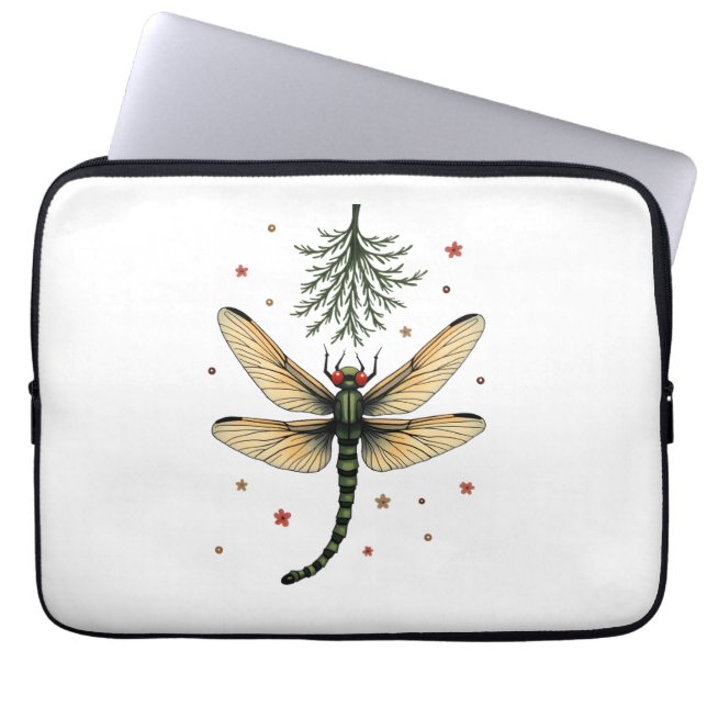 Mistletoe Kiss Dragonfly Laptop Sleeve (Voorkant)