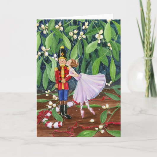 Mistletoe Kiss Feestdagen Kaart (Voorkant)