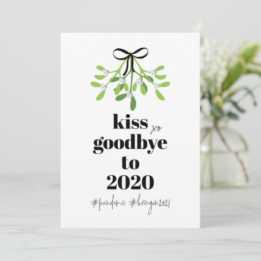 Mistletoe Kiss Goodbye to 2020 Do-Over Funny Humor Feestdagenkaart (Staand voorkant)