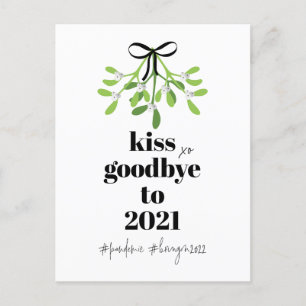 Mistletoe Kiss Goodbye to 2021 Do-Over Funny Humor Feestdagenkaart